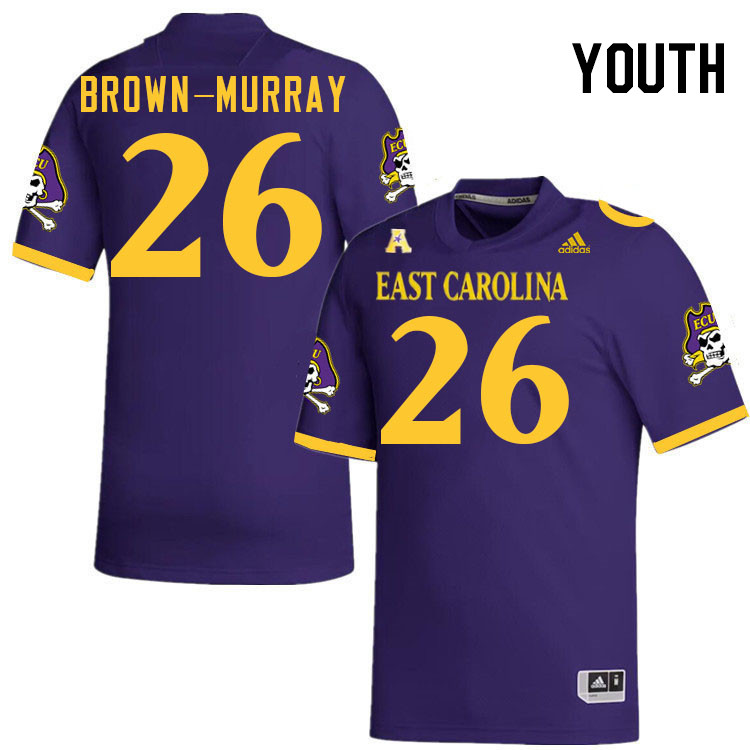 Youth #26 Isaiah Brown-Murray ECU Pirates 2023 College Football Jerseys Stitched-Purple